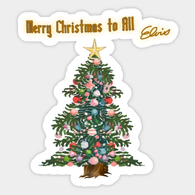 Merry Christmas to all - Elvis with tree Sticker by Elvis In Leather